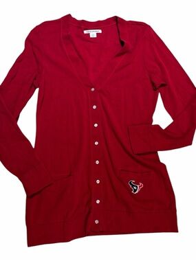 Houston Texans Cutter & Buck Red V-Neck Cardigan Sweater – Medium